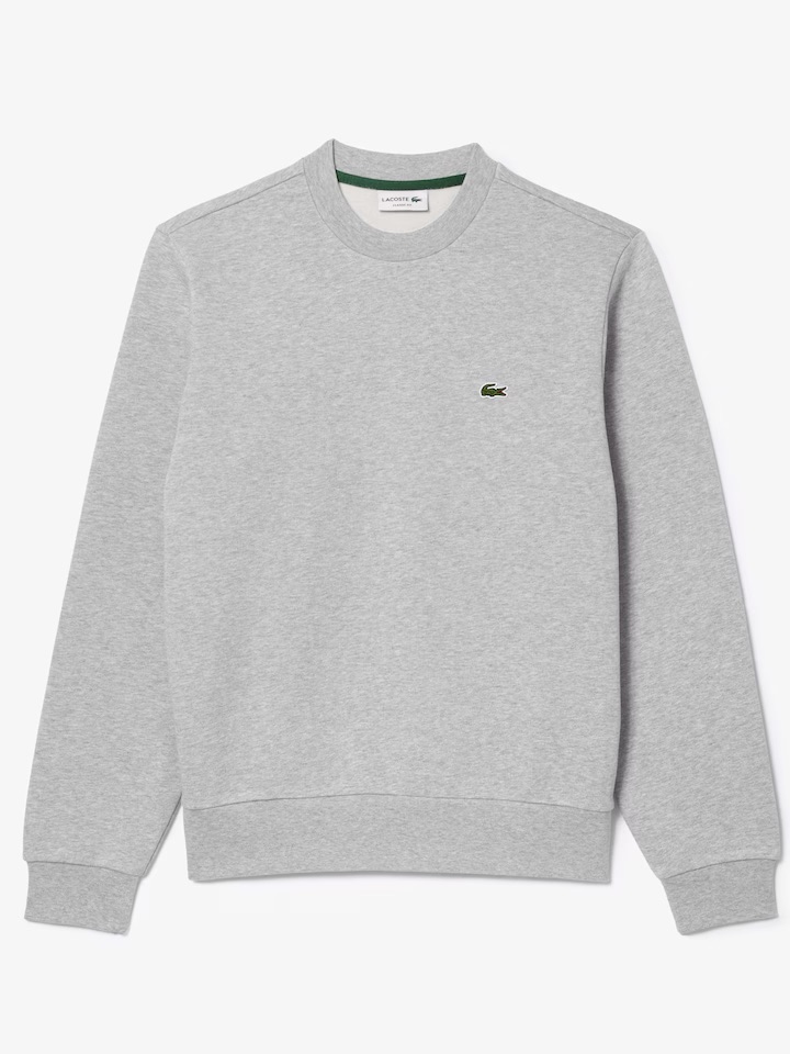 Lacoste Light Grey Crewneck Sweatshirt With Green Logo